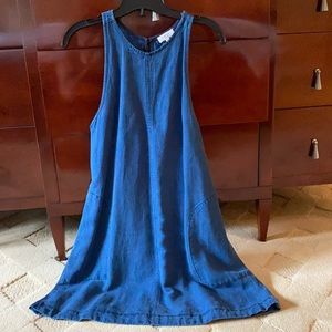 Denim colour A-line sleeveless dress